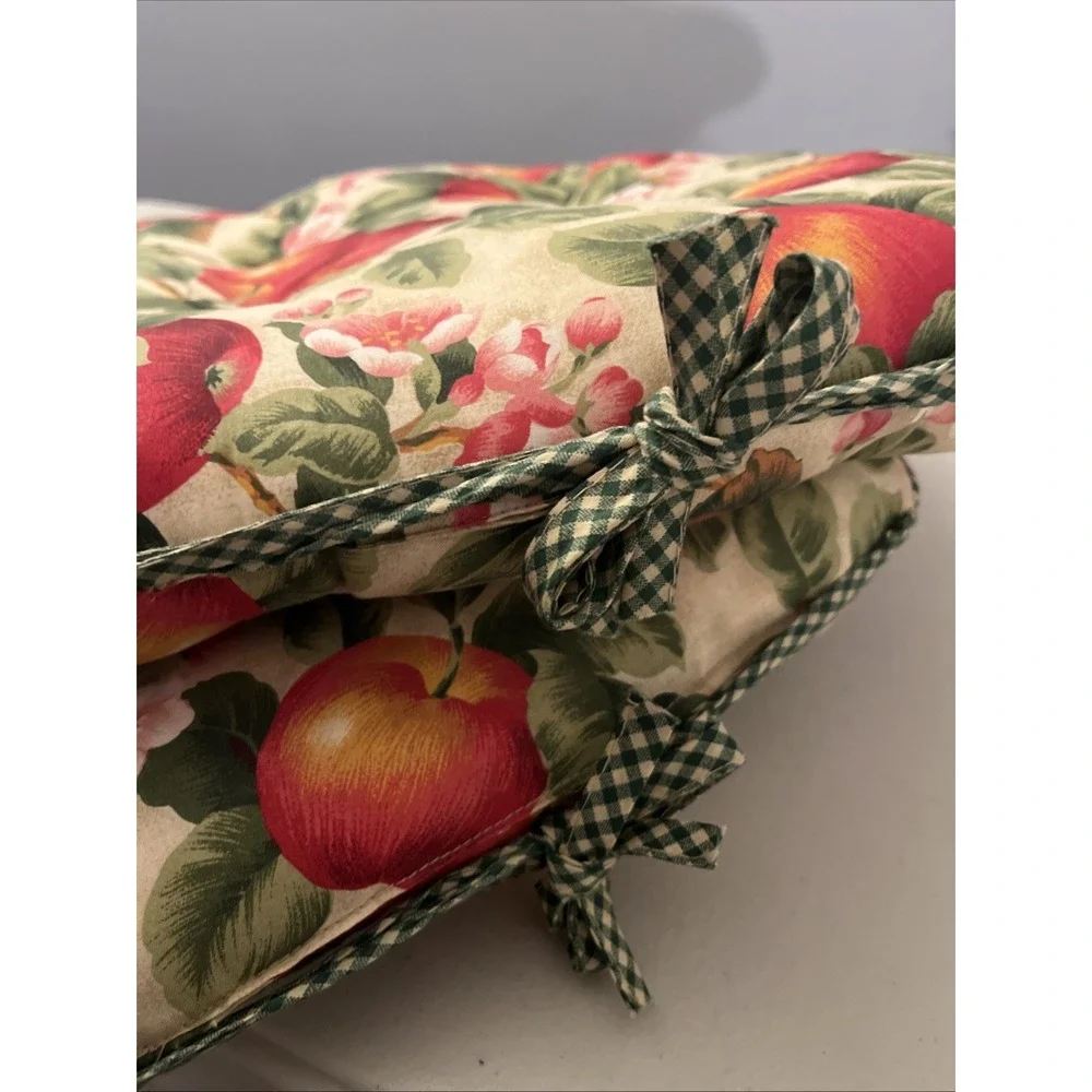 Set Of 2 Apple Blossom Chair Seat Cushions With Ties Kitchen Outdoor Covers